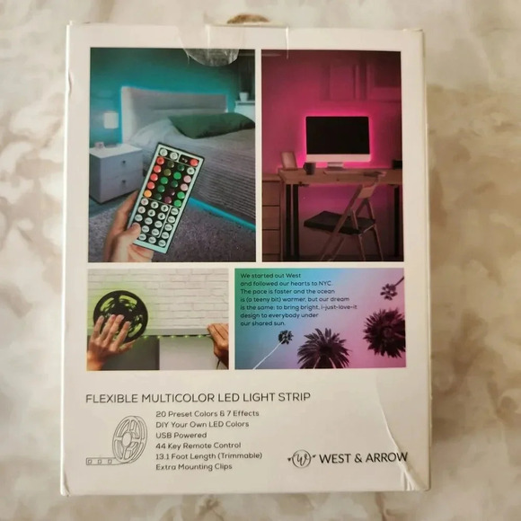 13.1' LED Flexible Strip Rope Light West & Arrow Ombre Color White Pink & Purple - Picture 2 of 7